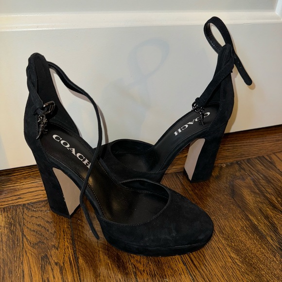 Black suede Coach platforms - Picture 2 of 3